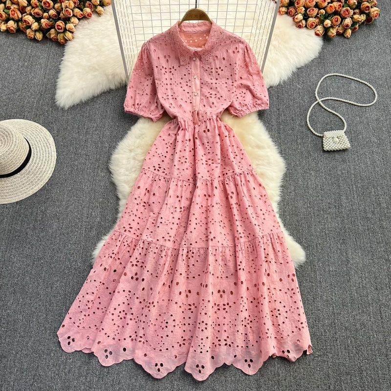 Maria Crochet Dress || Peach